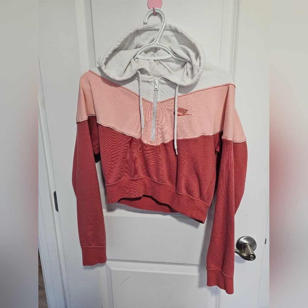 Nike Women's Colorblock Hoodie - Pink and Red